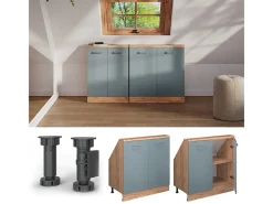 Vicco Móvel De Arrumação*Armário de cozinha para sótão inclinado -cinza 80x46x81.6 r-line Azul