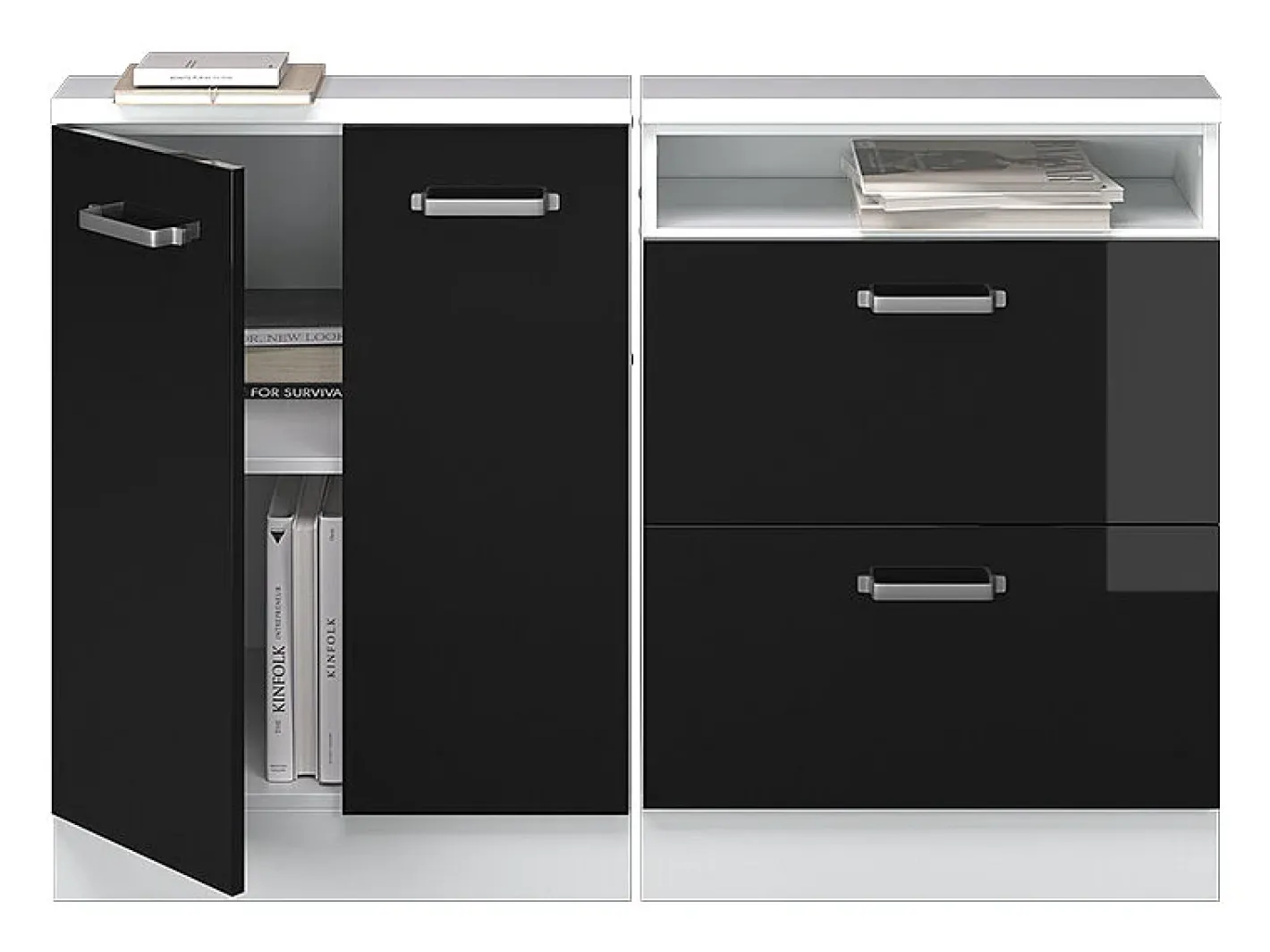 Armário de cozinha para sótão inclinado alto brilho 120x46x81.6 r-line^Vicco Best