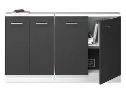 Vicco Móvel De Arrumação*Armário de cozinha para sótão inclinado antracite alto brilho 140x46x81.6 r-line Cinza antracite