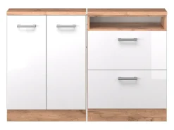 Vicco Móvel De Arrumação*Armário de cozinha para sótão inclinado alto brilho 120x46x81.6 r-line Branco