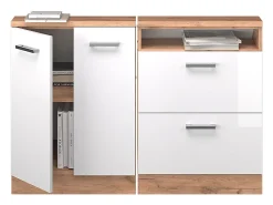 Vicco Móvel De Arrumação*Armário de cozinha para sótão inclinado alto brilho 120x46x81.6 r-line Branco