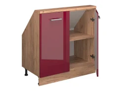 Vicco Móvel De Arrumação*Armário de cozinha para sótão inclinado alto brilho 80x46x81.6 r-line Vermelho