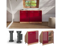 Vicco Móvel De Arrumação*Armário de cozinha para sótão inclinado alto brilho 80x46x81.6 r-line Vermelho