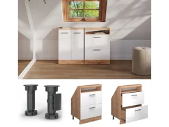 Vicco Móvel De Arrumação*Armário de cozinha para sótão inclinado alto brilho 60x46x81.6 r-line Branco