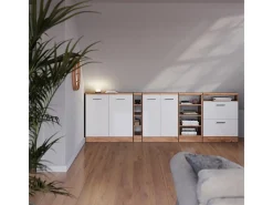 Vicco Móvel De Arrumação*Armário de cozinha para sótão inclinado alto brilho 60x46x81.6 r-line Branco