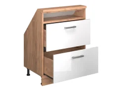 Vicco Móvel De Arrumação*Armário de cozinha para sótão inclinado alto brilho 60x46x81.6 r-line Branco