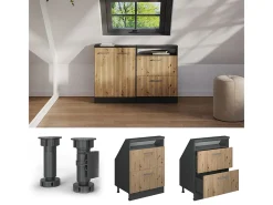 Vicco Móvel De Arrumação*Armário de cozinha para sótão inclinado carvalho artesanal 60x46x81.6 r-line Natural claro