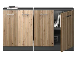 Vicco Móvel De Arrumação*Armário de cozinha para sótão inclinado carvalho artesanal 140x46x81.6 r-line Natural claro