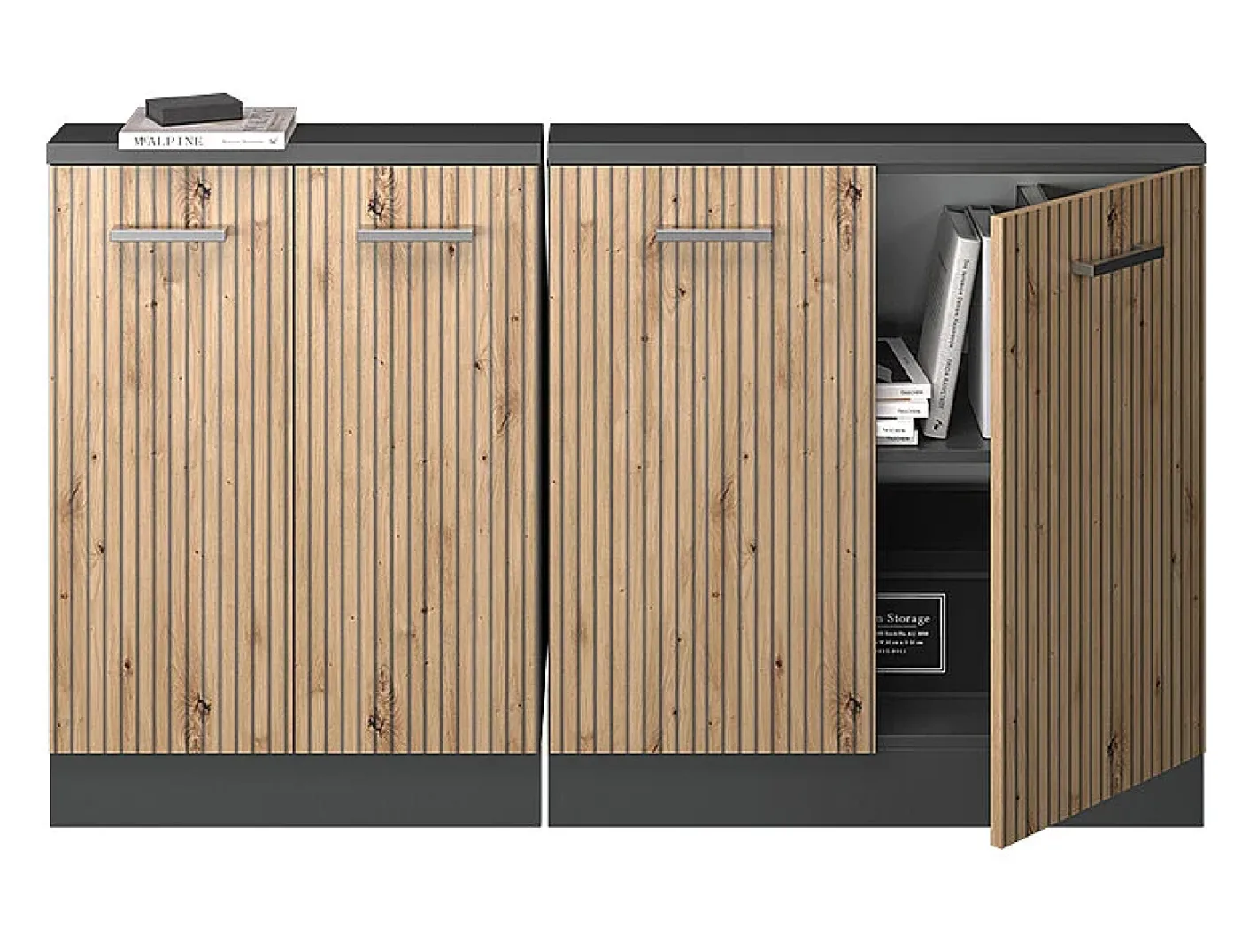 Vicco Móvel De Arrumação*Armário de cozinha para sótão inclinado carvalho artesanal 140x46x81.6 r-line Natural claro