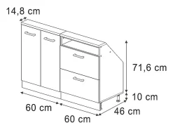 Armário de cozinha para sótão inclinado antracite alto brilho 120x46x81.6 r-line^Vicco Outlet