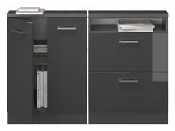 Armário de cozinha para sótão inclinado antracite alto brilho 120x46x81.6 r-line^Vicco Outlet