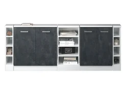 Vicco Móvel De Arrumação*Armário de cozinha para sótão inclinado concreto 210x46x81.6 r-line Preto