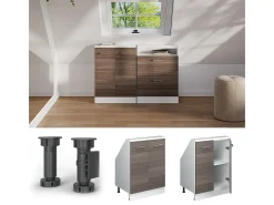 Vicco Móvel De Arrumação*Armário de cozinha para sótão inclinado cinza nobre 60x46x81.6 r-line Cinzento claro