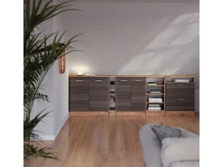 Vicco Móvel De Arrumação*Armário de cozinha para sótão inclinado cinza nobre 60x46x81.6 r-line Cinzento claro