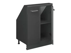 Vicco Móvel De Arrumação*Armário de cozinha para sótão inclinado antracite alto brilho 60x46x81.6 r-line Cinza antracite