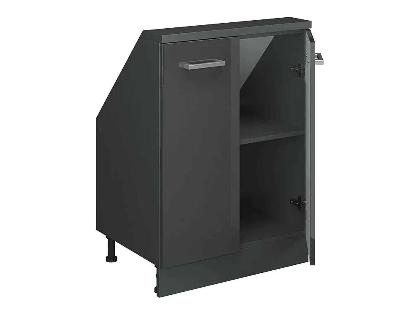 Vicco Móvel De Arrumação*Armário de cozinha para sótão inclinado antracite alto brilho 60x46x81.6 r-line Cinza antracite
