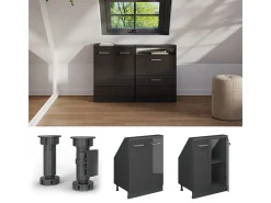 Vicco Móvel De Arrumação*Armário de cozinha para sótão inclinado antracite alto brilho 60x46x81.6 r-line Cinza antracite