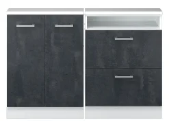 Vicco Móvel De Arrumação*Armário de cozinha para sótão inclinado concreto 120x46x81.6 r-line Preto