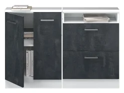 Vicco Móvel De Arrumação*Armário de cozinha para sótão inclinado concreto 120x46x81.6 r-line Preto