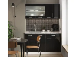 Vicco Móvel De Arrumação*Armário de cozinha para sótão inclinado alto brilho 60x46x81.6 r-line Preto