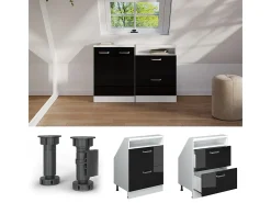 Vicco Móvel De Arrumação*Armário de cozinha para sótão inclinado alto brilho 60x46x81.6 r-line Preto