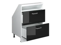 Vicco Móvel De Arrumação*Armário de cozinha para sótão inclinado alto brilho 60x46x81.6 r-line Preto