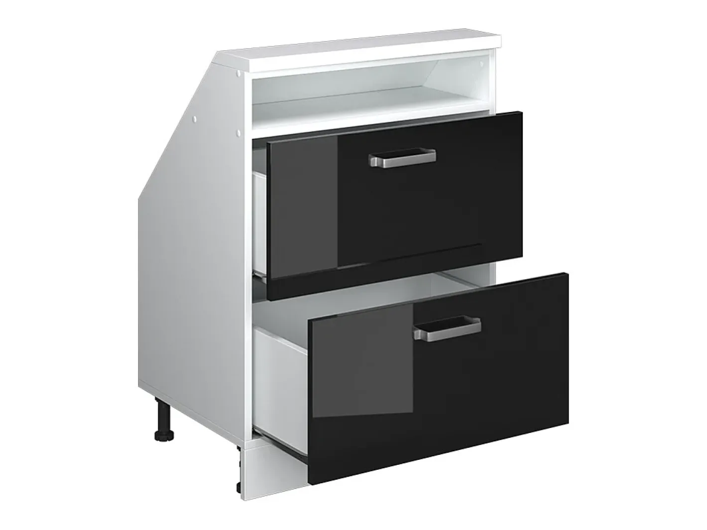 Vicco Móvel De Arrumação*Armário de cozinha para sótão inclinado alto brilho 60x46x81.6 r-line Preto