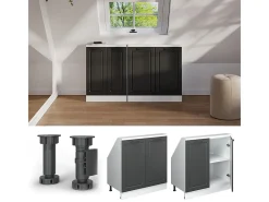 Armário de cozinha para sótão inclinado casa de campo antracite 80x46x81.6 r-line*Vicco Hot