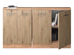 Armário de cozinha para sótão inclinado carvalho artesanal 140x46x81.6 r-line Móvel De Arrumação