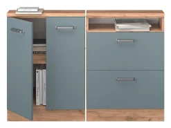 Vicco Móvel De Arrumação*Armário de cozinha para sótão inclinado -cinza 120x46x81.6 r-line Azul