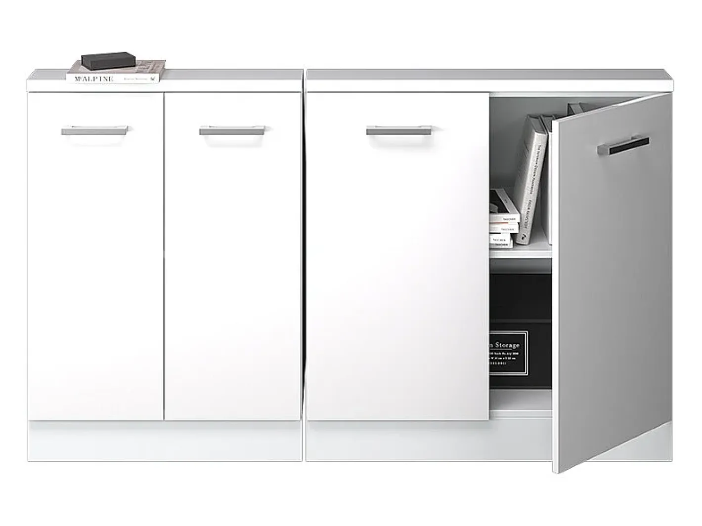 Armário de cozinha para sótão inclinado alto brilho 140x46x81.6 r-line*Vicco New