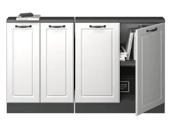 Armário de cozinha para sótão inclinado casa de campo branca 140x46x81.6 r-line Móvel De Arrumação