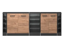 Vicco Móvel De Arrumação*Armário de cozinha para sótão inclinado carvalho goldkraft 210x46x81.6 r-line Natural escuro