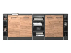 Vicco Móvel De Arrumação*Armário de cozinha para sótão inclinado carvalho goldkraft 210x46x81.6 r-line Natural escuro