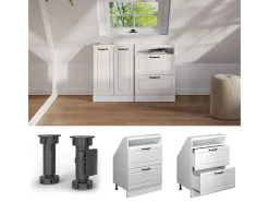 Vicco Móvel De Arrumação*Armário de cozinha para sótão inclinado casa de campo branca 60x46x81.6 r-line Branco sujo
