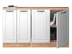 Vicco Móvel De Arrumação*Armário de cozinha para sótão inclinado casa de campo branca 140x46x81.6 r-line Branco sujo
