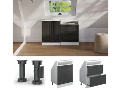 Vicco Móvel De Arrumação*Armário de cozinha para sótão inclinado casa de campo antracite 60x46x81.6 r-line Cinza antracite