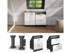 Vicco Móvel De Arrumação*Armário de cozinha para sótão inclinado alto brilho 60x46x81.6 r-line Branco