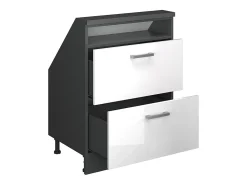 Vicco Móvel De Arrumação*Armário de cozinha para sótão inclinado alto brilho 60x46x81.6 r-line Branco