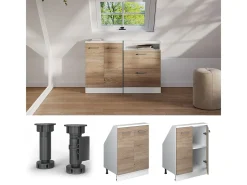 Vicco Móvel De Arrumação*Armário de cozinha para sótão inclinado sonoma 60x46x81.6 r-line Natural claro