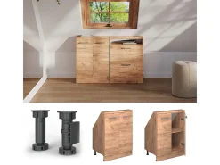 Vicco Móvel De Arrumação*Armário de cozinha para sótão inclinado carvalho goldkraft 60x46x81.6 r-line Natural escuro