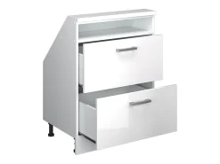 Vicco Móvel De Arrumação*Armário de cozinha para sótão inclinado alto brilho 60x46x81.6 r-line Branco