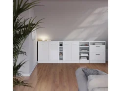 Vicco Móvel De Arrumação*Armário de cozinha para sótão inclinado alto brilho 60x46x81.6 r-line Branco
