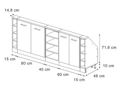 Armário de cozinha para sótão inclinado alto brilho 210x46x81.6 r-line*Vicco Sale