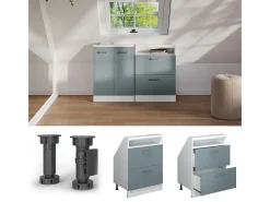 Vicco Móvel De Arrumação*Armário de cozinha para sótão inclinado -cinza 60x46x81.6 r-line Azul