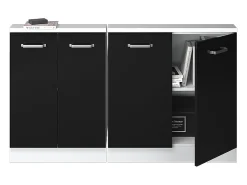 Vicco Móvel De Arrumação*Armário de cozinha para sótão inclinado alto brilho 140x46x81.6 r-line Preto
