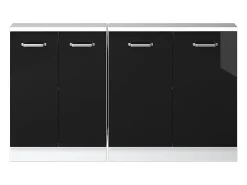 Vicco Móvel De Arrumação*Armário de cozinha para sótão inclinado alto brilho 140x46x81.6 r-line Preto