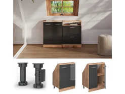 Vicco Móvel De Arrumação*Armário de cozinha para sótão inclinado antracite alto brilho 60x46x81.6 r-line Cinza antracite