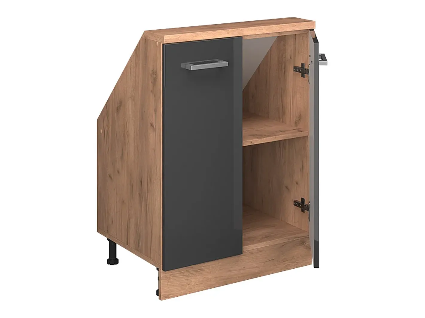 Vicco Móvel De Arrumação*Armário de cozinha para sótão inclinado antracite alto brilho 60x46x81.6 r-line Cinza antracite