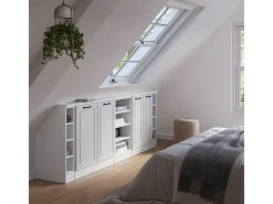 Vicco Móvel De Arrumação*Armário de cozinha para sótão inclinado casa de campo branca 210x46x81.6 r-line Branco sujo